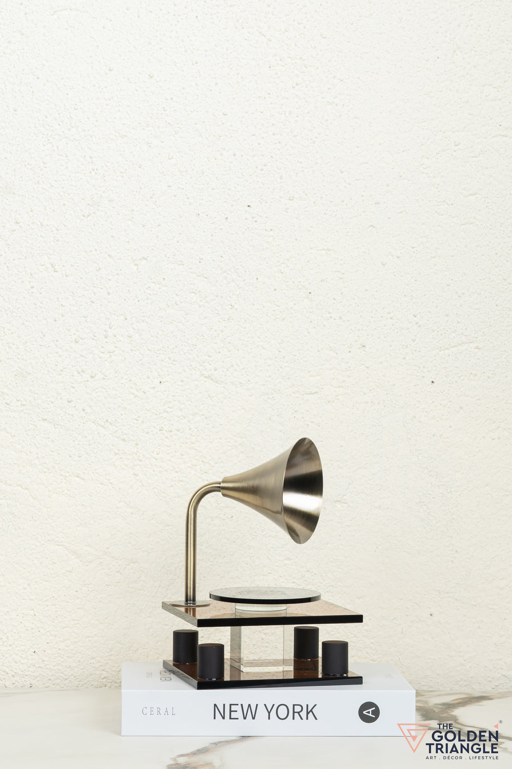 George Crystal Record Player Showpiece - Amber