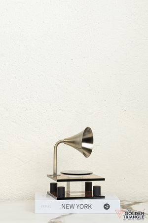 George Crystal Record Player Showpiece - Amber