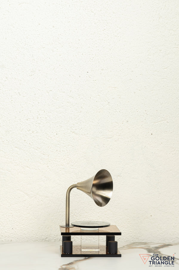 George Crystal Record Player Showpiece - Amber