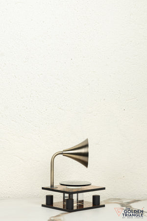 George Crystal Record Player Showpiece - Amber