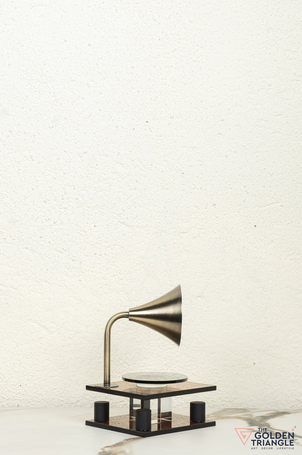 George Crystal Record Player Showpiece - Amber