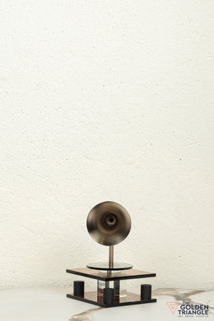 George Crystal Record Player Showpiece - Amber