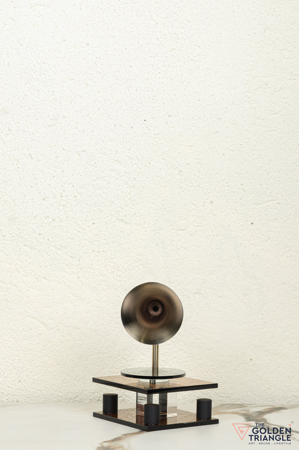 George Crystal Record Player Showpiece - Amber