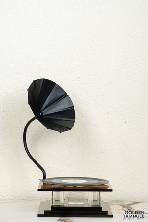 Norman Crystal Record Player Showpiece - Amber