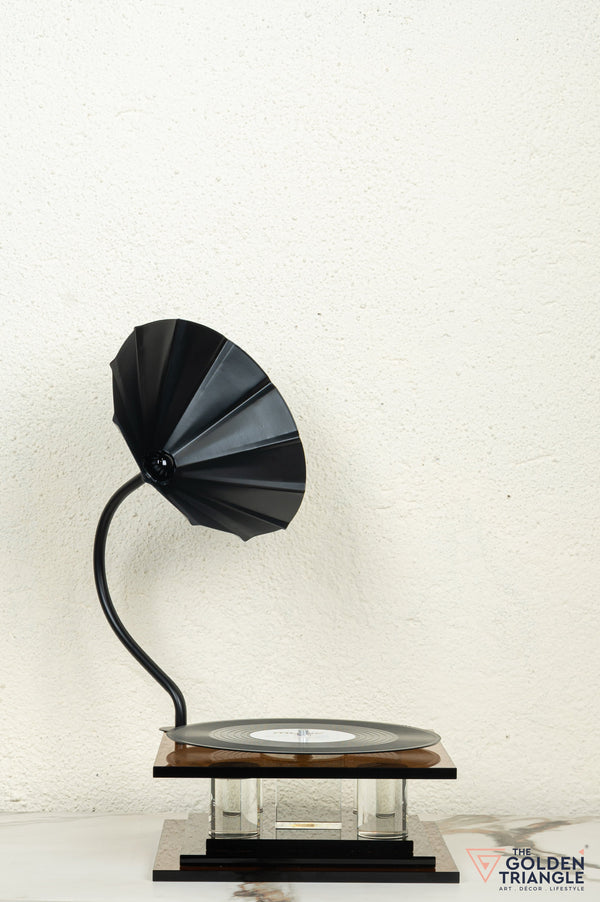 Norman Crystal Record Player Showpiece - Amber