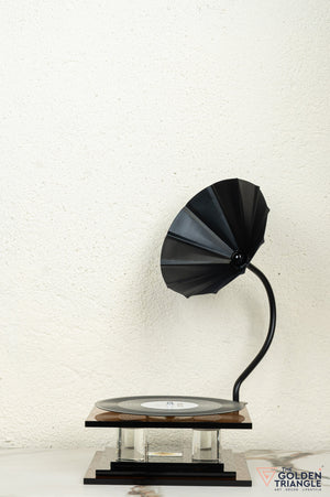 Norman Crystal Record Player Showpiece - Amber