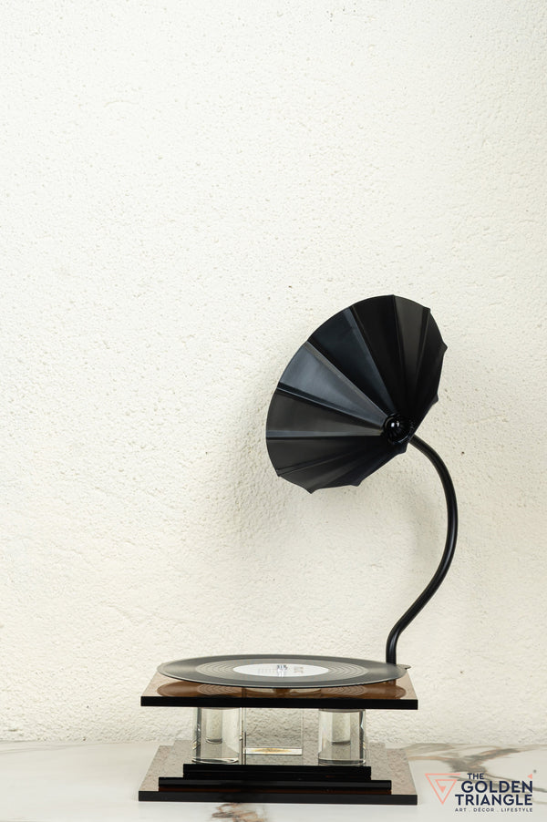 Norman Crystal Record Player Showpiece - Amber