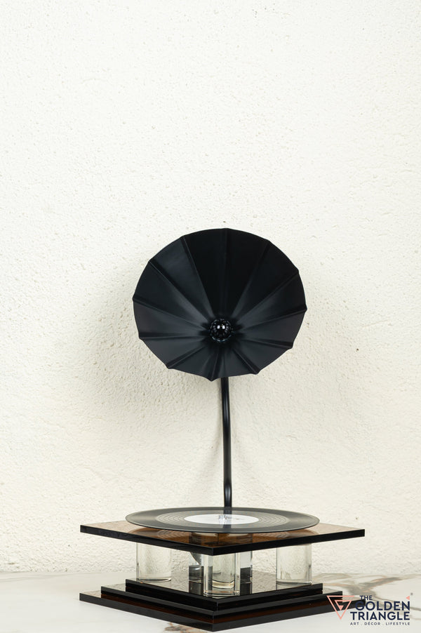 Norman Crystal Record Player Showpiece - Amber