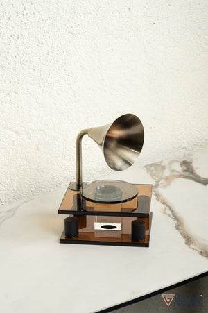 George Crystal Record Player Showpiece - Amber