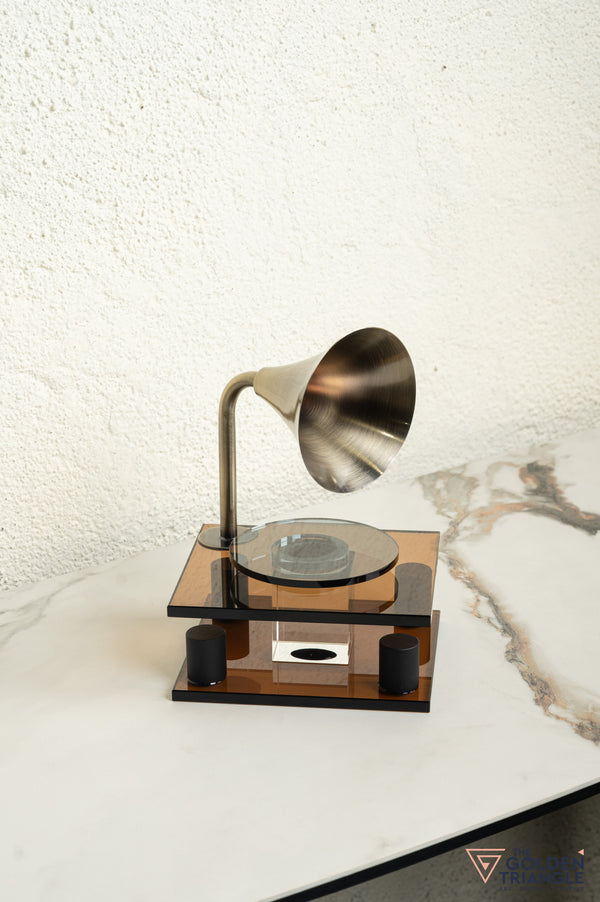 George Crystal Record Player Showpiece - Amber