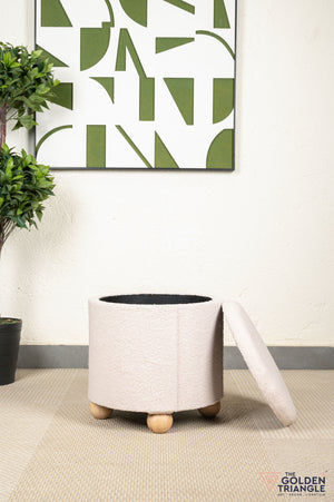 Orion Boucle Pouffe with Storage - Beige