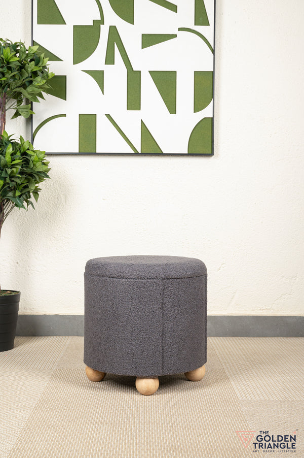 Orion Boucle Pouffe with Storage - Dark Grey