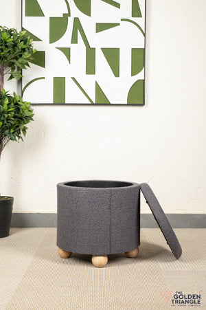 Orion Boucle Pouffe with Storage - Dark Grey