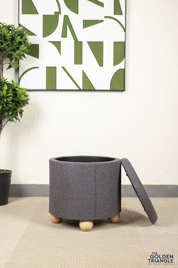 Orion Boucle Pouffe with Storage - Dark Grey