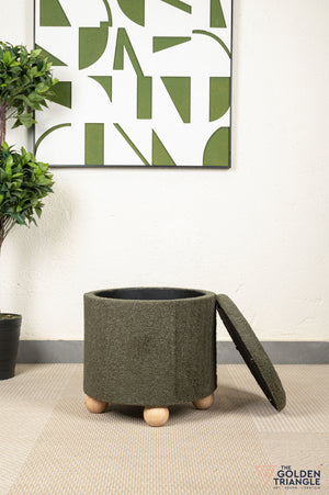 Orion Boucle Pouffe with Storage - Green