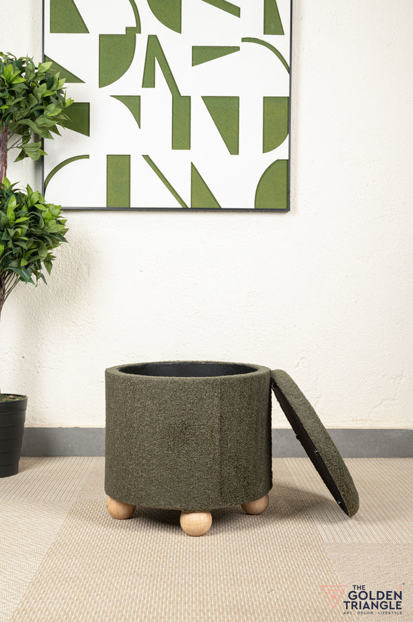 Orion Boucle Pouffe with Storage - Green