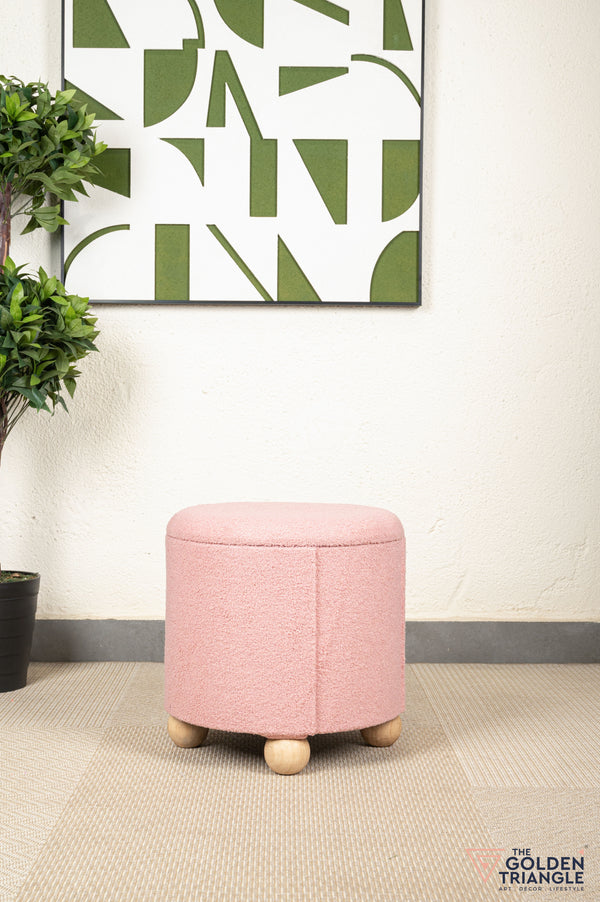 Orion Boucle Pouffe with Storage - Pink