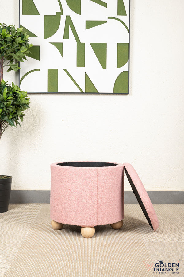 Orion Boucle Pouffe with Storage - Pink