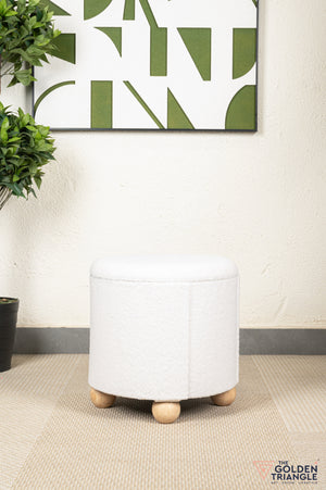 Orion Boucle Pouffe with Storage - White