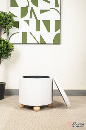 Orion Boucle Pouffe with Storage - White
