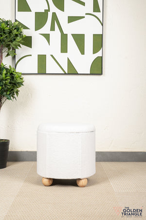 Orion Boucle Pouffe with Storage - White