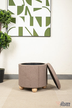 Orion Boucle Pouffe with Storage - Mocha