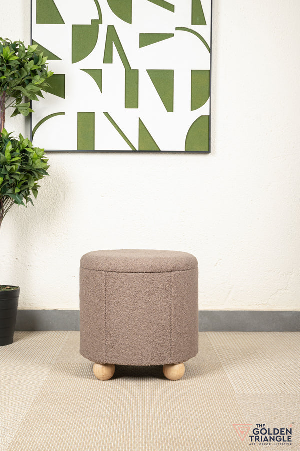 Orion Boucle Pouffe with Storage - Mocha