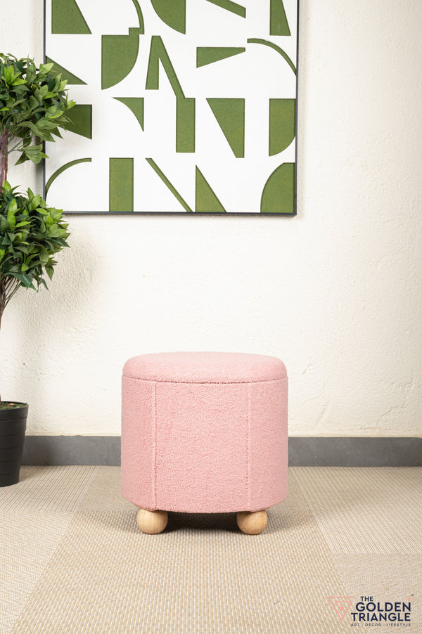 Orion Boucle Pouffe with Storage - Pink
