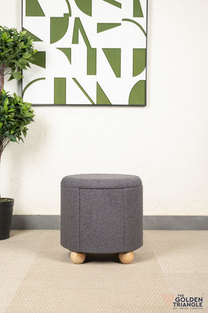 Orion Boucle Pouffe with Storage - Dark Grey