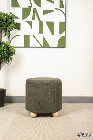 Orion Boucle Pouffe with Storage - Green