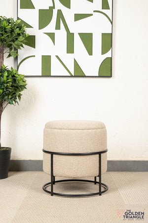Zoe Boucle Pouffe with Storage