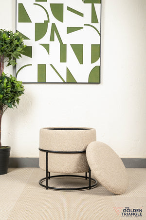 Zoe Boucle Pouffe with Storage
