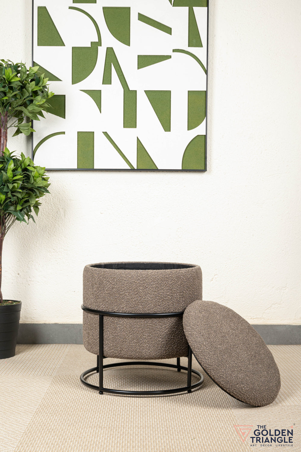 Zoe Boucle Pouffe with Storage