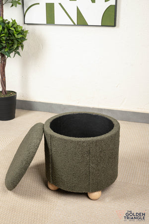 Orion Boucle Pouffe with Storage - Green