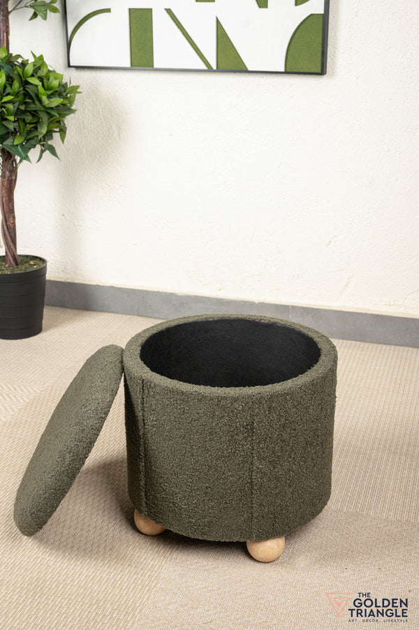 Orion Boucle Pouffe with Storage - Green