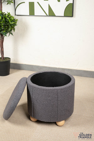 Orion Boucle Pouffe with Storage - Dark Grey