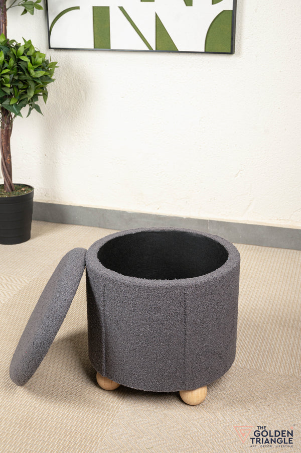 Orion Boucle Pouffe with Storage - Dark Grey