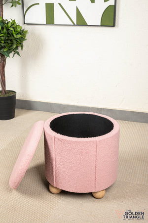 Orion Boucle Pouffe with Storage - Pink