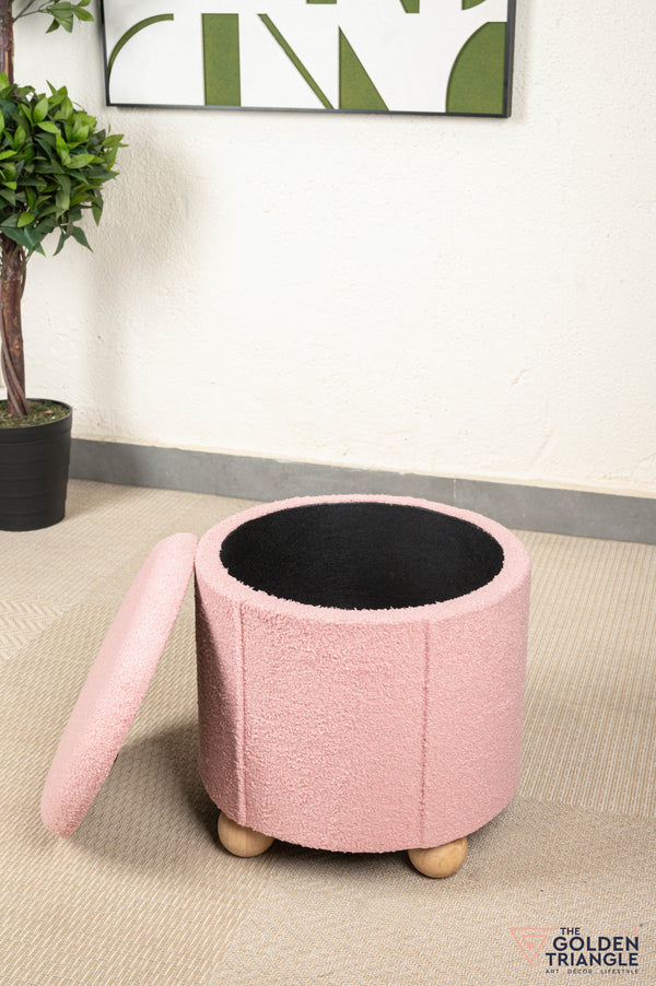 Orion Boucle Pouffe with Storage - Pink