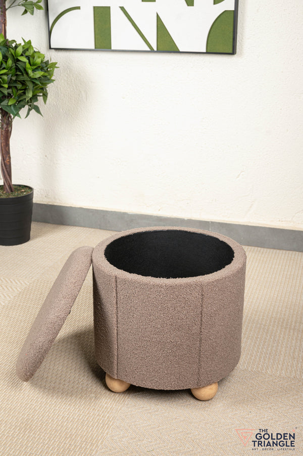 Orion Boucle Pouffe with Storage - Mocha