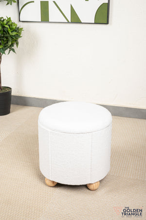 Orion Boucle Pouffe with Storage - White