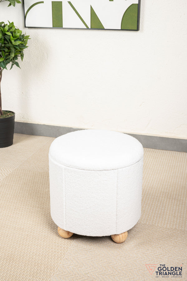 Orion Boucle Pouffe with Storage - White