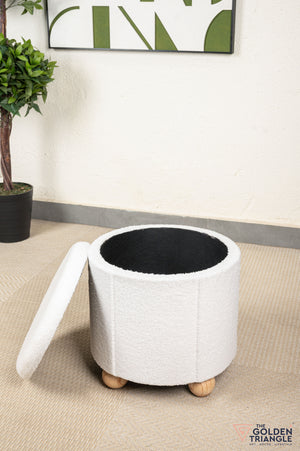 Orion Boucle Pouffe with Storage - White