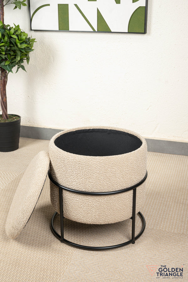 Zoe Boucle Pouffe with Storage