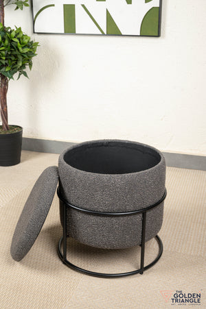 Zoe Boucle Pouffe with Storage
