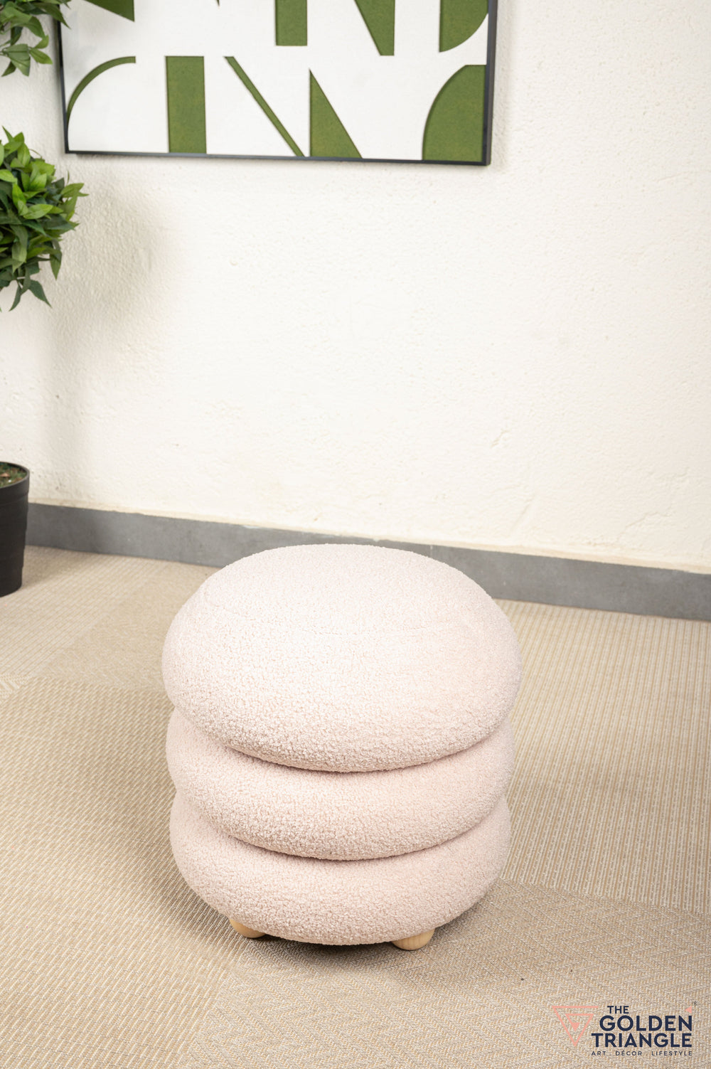 Chloe Bouclé Pouffe