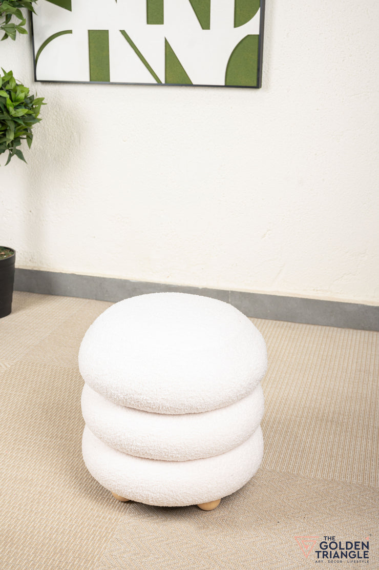 Chloe Bouclé Pouffe - White