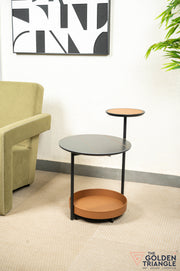 Lucie Faux Leather & Metal Side Table