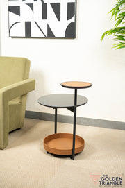 Lucie Faux Leather & Metal Side Table