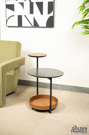 Lucie Faux Leather & Metal Side Table